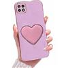 Rnrieyta Miagon 3D Cuore Cavalletto Custodia per Samsung Galaxy A22 5G,Elettrolitico Cover Morbida Sottile Silicone Protettiva Case con Stand Supporto