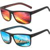 Perfectmiaoxuan Occhiali da sole Polarizzati per uomo donna Guidare la Pesca all'aperto Montatura infrangibile Occhiali Quadrata TR90 Montatura Leggero Protezione UV400 Sunglasses