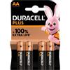 DURACELL PLUS ALCALINE STILO AA +100% BLISTER 4 BATTERIE