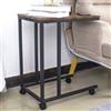 BAKAJI Tavolino da Caffe Porta Pc Laterale Divano Letto Metallo legno con Ruote Moderno