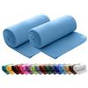 wometo Set di 2 coperte in pile polare, OekoTex, 130 x 160 cm, circa 400 g di peso, con effetto anti-pelucchi e bordo rimagliato, colore: blu tenue