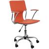 Piqueras y Crespo Sedia da ufficio ergonomica con braccia fisse, regolabile in altezza e girevole a 360 gradi, seduta e schienale imbottiti in Finta Pelle arancione