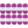 120 Filato per maglia/uncinetto Gründl Cotton Fun (lana per maglieria, set per uncinetto, morbido filato 100% cotone, certificato OEKO-TEX, 50 g/115 m, ferri: 3-4, 10 gomitoli da 50 g), Purple