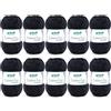 120 Filato per maglia/uncinetto Gründl Cotton Fun (lana per maglieria, set per uncinetto, morbido filato 100% cotone, certificato OEKO-TEX, 50 g/115 m, ferri: 3-4, 10 gomitoli da 50 g), Nero