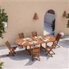 DEGHI Set pranzo tavolo ovale allungabile 180/240x120 cm e 6 sedie in legno teak - Louis