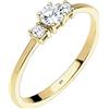 Elli Premium Anello di Fidanzamento da Donna in Argento 925, Placcato Oro Giallo con Zirconia Cubica, 54 (17.2)