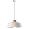 HJXDtech Lampadario a sospensione rotondo moderno in metallo colorato semplice, Lampada da soffitto E27 con finitura in legno Luce per soggiorno cucina camera da letto (Bianca)