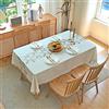 IBEQUEM Tovaglia in cotone e lino, antimacchia, rettangolare, beige, con nappa, con foglie decorative ricamate, tovaglia arrotondata, per cucina, picnic, ristorante (140 x 200 cm)