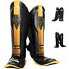 Rewon Gear REWON Paratibia Kick Boxing Muay Thai - Kontact Parastinchi da Uomo per MMA Allenamento Sparring Arti Marziali Boxe Karatè Piedi Protezione Shin Guard