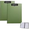 Rikyo 2 portablocco pieghevoli, impermeabili, formato A4 o A3, per scrivere e disegnare, con due clip in metallo, supporto orizzontale e verticale, colore verde