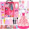 Miunana 110 Accessories: Armadio + 14 Abiti Vestiti + 10 PCS Scarpe + 86 Accessori Per 11.5 Pollici 30 cm Bambola (NON INCLUDE BAMBOLA)