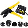 Fontic Pinza crimpatrice da 0,5-35 mm, kit di crimpatura a cricchetto per cavi, spellacavi a mano, strumento crimpatore a cricchetto con 4 matrici di ricambio + custodia per il trasporto
