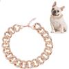 PEUTIER Collare Catena Gatto, 25mm di Larghezza Elegante Collare a Catena per Cani Collare Gatto Personalizzato Regolabile Gioielli Collare Cubano per Animali Domestici (Lunghezza 42cm, Oro Rosa)