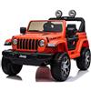 Tecnobike Shop Auto Macchina Elettrica per Bambini Jeep Fiat Wrangler Rubicon 12V Telecomando 2 Posti Sedile in Pelle Mp3 Luci e Suoni (Arancio)