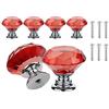 ANSIEDIO 6 pezzi 30mm Pomelli per Mobili, Pomelli in Vetro Cristallo Rosso e Lega di Zinco, Pomelli per Cassetti Armadio Cassettiera Pomelli Cucina