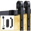 Signstek Porta scorrevole completa - Ferramenta per sistemi di porte scorrevoli con binario per porta scorrevole da 200 cm, maniglia per porta del fienile e 2 serrature a gancio, forma a J