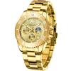 MEGALITH Orologio Cronografo Uomo Acciaio Oro - Designer Fase Lunare 43mm, Grande Impermeabile Luminoso Data Quarzo, Moda Regali