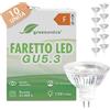 greenandco 10x MR16 GU5.3 | sostituisce 30W | bianco caldo 2700K | IRC 90+ | 3W 270 lm | 38° | senza sfarfallio | COB LED spot | 12V AC/DC | non dimmerabile