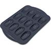 Backhaus Stampo Madeleines 12 Cavità in Silicone Platino con Struttura Rinforzata in Acciaio, Antiaderente, LFGB, Manici, Forno e Lavastoviglie, Senza BPA - Nero