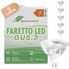 greenandco 5x MR16 GU5.3 | sostituisce 35W | bianco caldo 2700K | 3W 300 lm | 38° | senza sfarfallio | COB LED spot | 12V AC/DC | non dimmerabile