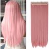 SEGO Extension Clip Capelli Lisci Fascia Unica 3/4 Full Head Extensions Hair Sintetici 65cm 120g - Rosa Cenere