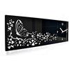 FLEXISTYLE Orologio da parete moderno orizzontale Farfalla in Fiori 20 x 60 cm salotto decorativo silenzioso 3 d
