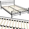 TecTake® Struttura Letto in Metallo con Rete a Doghe in Legno di Pioppo Inclusa, Design Moderno, Struttura Robusta, Ideale per Arredamento Camera da Letto, 200x140 cm - Nero