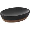 Gedy G-Canberra saponetta, Misure e Peso: 3X13X9,5 CM & 0,184 kg, Porta Sapone Solido Realizzato in Ceramica e Sughero, Finitura Nera, Design R&S, 2 Anni di Garanzia, Nero, Unica