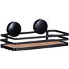 Wenko Superficie di appoggio da parete Static-Loc Plus Alba per stanza da bagno, in acciaio verniciato e bambù sostenibile, fissaggio senza perforazione, 26,5 x 12,5 x 11 cm, nero/al naturale