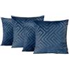 OHS Federa per divano in velluto opaco geometrico, per sedia, comoda, morbida, per letto, divano, soggiorno, decorazione per la casa, blu navy, confezione da 4
