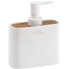Gedy Melbourne Dosasapone, Misure e Peso: 15,7X12,8X5,6 CM & 0,498 kg, Dispenser Sapone Bagno in resine, Finitura Bianco e bambù, Design R&S, 2 Anni di Garanzia, Faggio, Unica