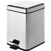 Gedy Argenta, Cestino Bagno a Pedale da 5 lt con Chiusura Coperchio Soft Close, Cestino Bagno con Base Quadrata di Colore Cromato, Pattumiera Bagno Portarifiuti Realizzata in Acciaio Inox