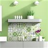 Ambiance Sticker Adesivi Autoadesivi, Decorazioni Murali, Adesivi per Piastrelle per Bagno e Cucina Ornements Verdoyant - 24 Piastrelle Adesive 10 x 10 cm