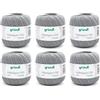Gründl Filato per Uncinetto vantaggio Confezione da 6 gomitoli, Cotone, Grigio Chiaro, 30 x 21 x 11 cm (6 x 100 g)