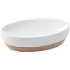 Gedy G-Canberra saponetta, Misure e Peso: 3X13X9,5 CM & 0,184 kg, Porta Sapone Solido Realizzato in Ceramica e Sughero Finitura Bianca, Design R&S, 2 Anni di Garanzia, Unica