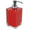 GEDY Auckland Dosasapone Bagno Rosso, Misure: 16,2X7X7 CM, capacità 210 ml, Dispenser Sapone Bagno in Resina Trasparente di Alta qualità, Design R&S Gedy, Fatto a Mano, 2 Anni di Garanzia