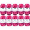 Gründl Filato per maglia/uncinetto Gründl Cotton Quick Print (lana per maglieria, filato dai vivaci colori 100% cotone, certificato OEKO-TEX, 50 g / 125 m, ferri: 3-4, 10 x 50 g), Fucsia-rosso-multicolore