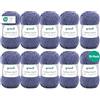 120 Filato per maglia/uncinetto Gründl Cotton Quick Uni, 10 gomitoli da 50 g (filato dai vivaci colori 100% cotone, certificato OEKO-TEX®, 50 g / 125 m, ferri: 3-4, 10 x 50 g), grey blue