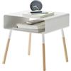 YAMAZAKI 4229 PLAIN Low Side Table, white, Steel/Wood, 35 x 35 x 35 cm