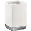 GEDY G-Lucy, Porta spazzolini bagno, Finitura bianca, Porta spazzolino in Ceramica, 2 anni di garanzia, Design R&S Gedy, Misure 10,3X7,3X7,3 cm, 2 anni di garanzia