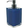 GEDY Auckland Dosasapone Bagno Blu, Misure: 16,2X7X7 CM, capacità 210 ml, Dispenser Sapone Bagno in Resina Trasparente di Alta qualità, Design R&S Gedy, Fatto a Mano, 2 Anni di Garanzia