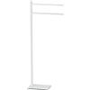 GEDY G-Seul Piantana Porta Asciugamani Bianco con Finitura Nere, Misure 83,3 x 34 x 14 CM, Porta Asciugamani da Terra in Acciaio Inox e Cromall®, Brugola da 4mm Inclusa