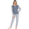 Leo Corsetteria Pigiama Donna Invernale Serafino Jacquard Felpato Molto Caldo Polsini Margherite Taglia 5XL Colore Grigio