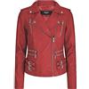 Aviatrix Giacca da donna in vera pelle, rossa, da Biker, taglio corto Rot XXXL