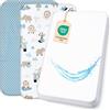 Lovely Hippo Lenzuola con angoli 80x160 cm + 1 coprimaterasso impermeabile - Lenzuola 80x160 3PZ - Compatibile con letto capanna Montessori 80x160cm (Safari Blu, 80 x 160 cm)
