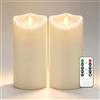 Da by 2 Candele LED Bianche con Stoppino Oscillante Reale, Luci Fatate Avvolgenti, Plastica Resistente al Caldo, 1 Telecomando, Dimensione Unica 15cm, Riutilizzabili per Decorazioni Interno ed Esterno