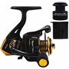 RIGGED & READY TRAVEL FISHING Mulinello RR 1000 Spin, liscio, resistente, protetto dal sale, cuscinetto 4+1, bobina di ricambio + borsa