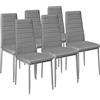 TecTake Set di sedie per sala da pranzo 41x45x98,5cm - disponibile in diversi colori e quantità - (6x Grigio | No. 401851)