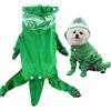 SMALLLEE_LUCKY_STORE Grazioso impermeabile per cani di piccola taglia con cappuccio e stivali, coda staccabile, giacca antipioggia per cuccioli, tuta a 4 gambe, impermeabile, leggera, verde, L