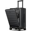 LEVEL8 Trolley Bagaglio a Mano con Tasca Frontale per Laptop, Valigia Trolley Rigido Ultra Leggero in PC Valigie con Chiusura TSA e 4 Ruote Doppie Girevoli, 55CM, 35L, Grigio